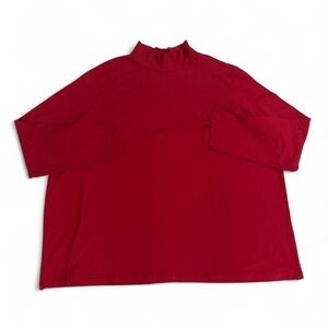 Avon Red Mock Turtle Neck Long Sleeve Top Blouse Shirt Size 3X  Classic